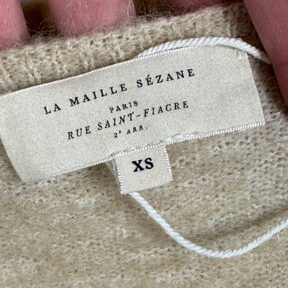 Sezane Mila Jumper Knit Sweater Square Neck Ruffle Mohair Merino Wool French XS - Picture 3 of 10